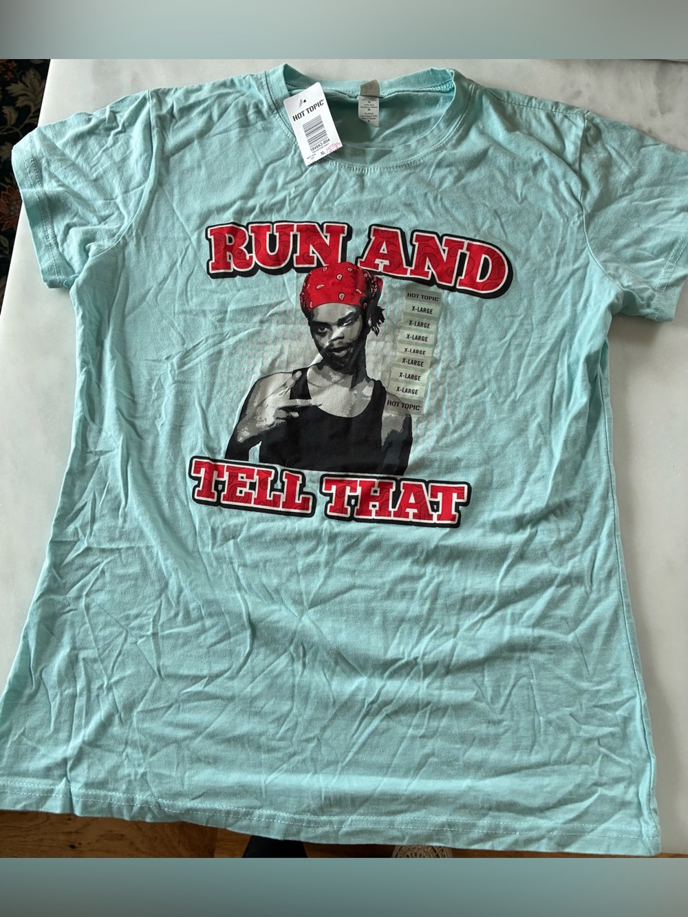 Hot Topic Run And Tell That Graphic Tee - Light Aqua Antoine Dodson  funny